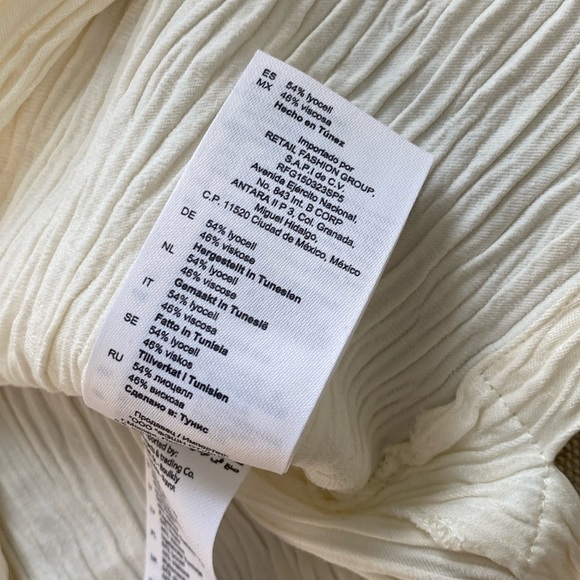 Sandro Textured Crinkled Satin Short Sleeve Button Down Shirt Cream Off White M - Picture 4 of 8